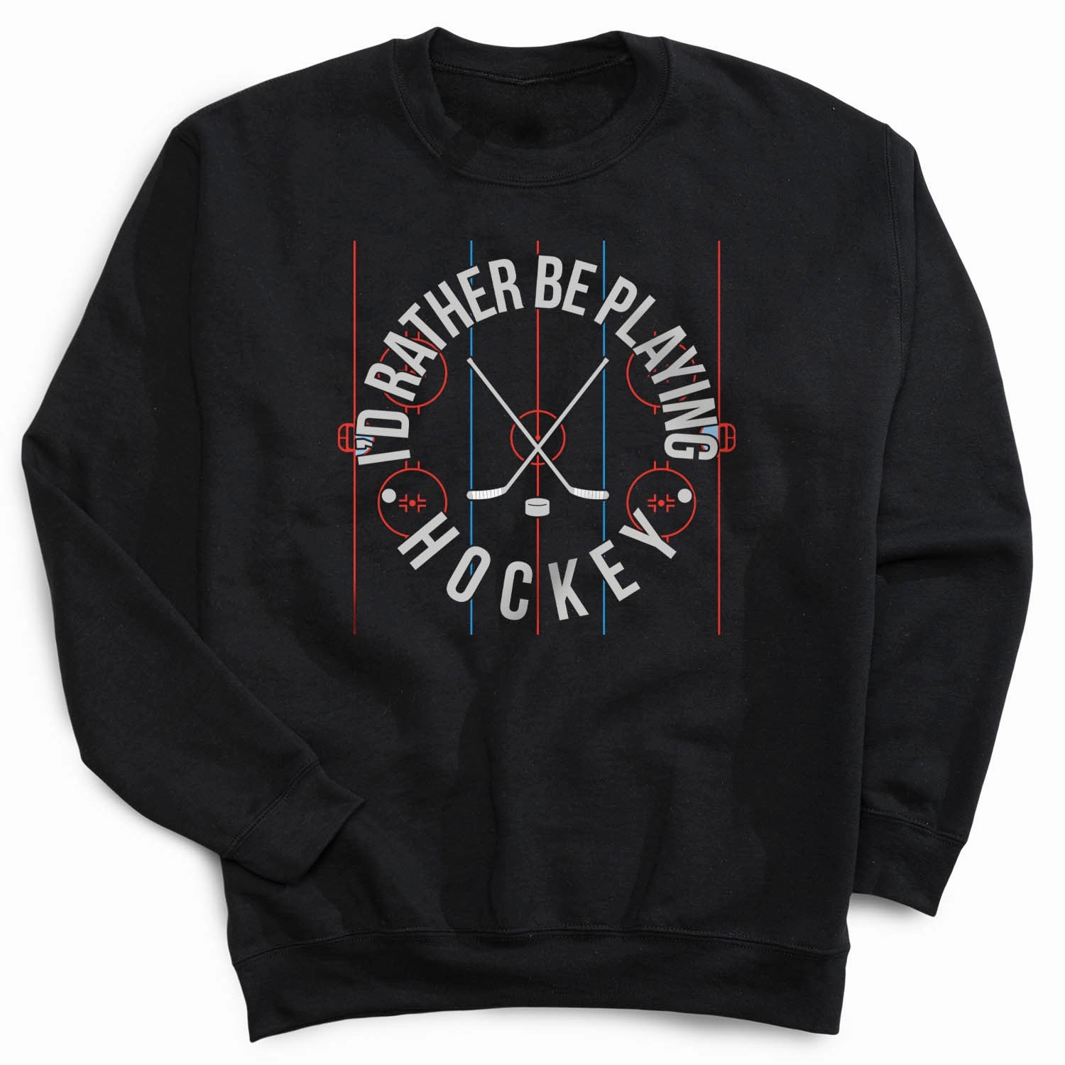 Hockey Crewneck Sweatshirt - Rather Be Playing Hockey American Apparel Custom Sweatshirts