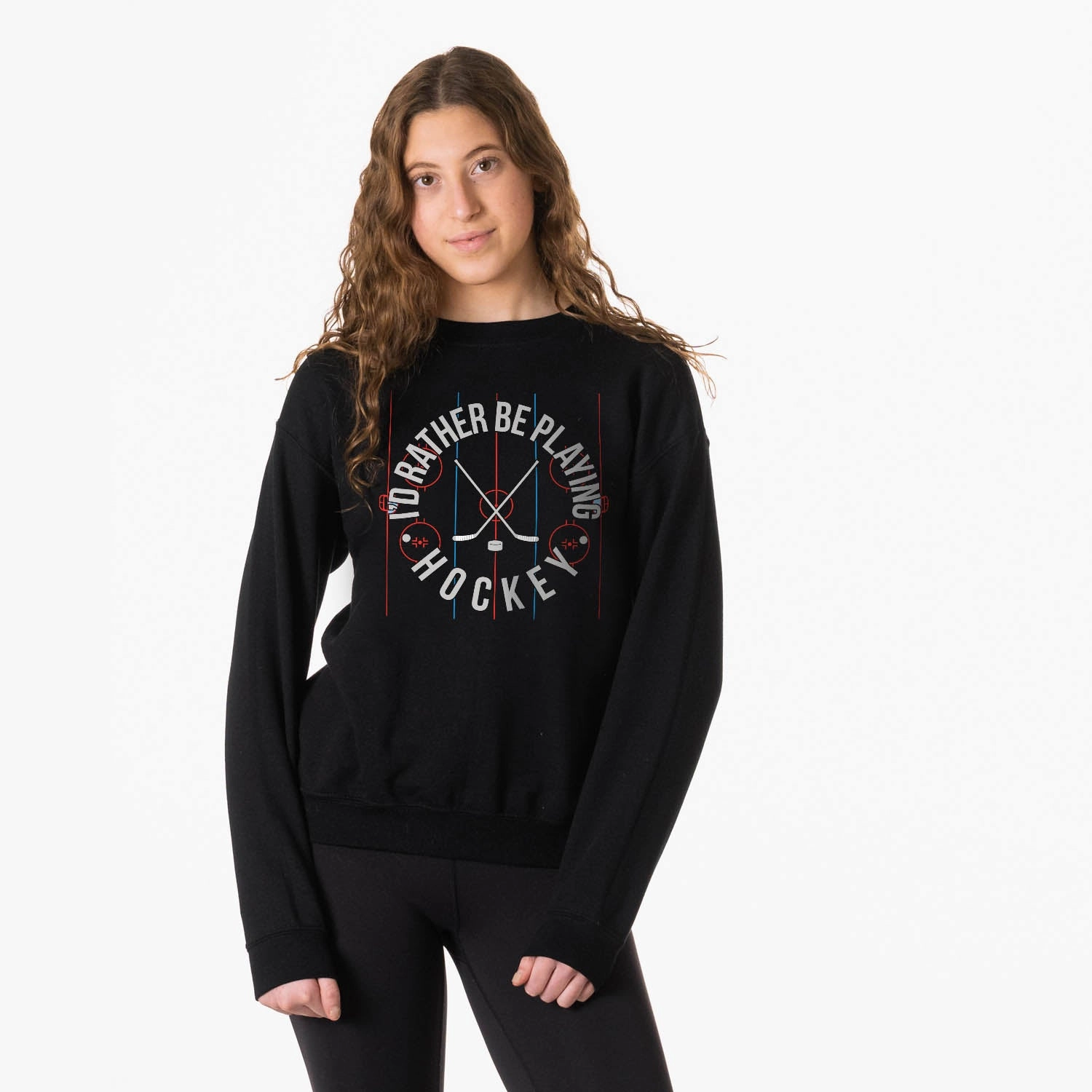 Hockey Crewneck Sweatshirt - Rather Be Playing Hockey Seattle Sweatshirts
