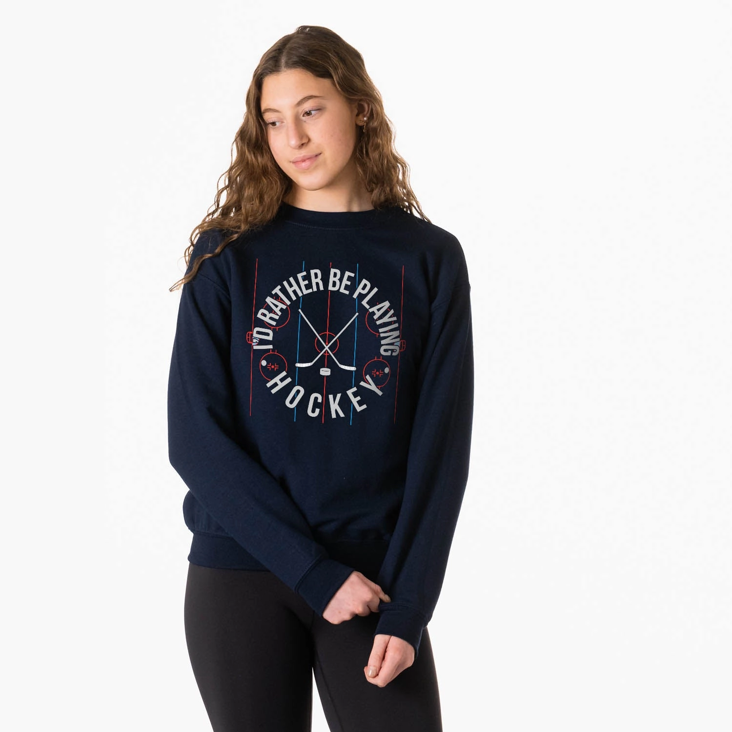 Hockey Crewneck Sweatshirt - Rather Be Playing Hockey Printify Sweatshirts
