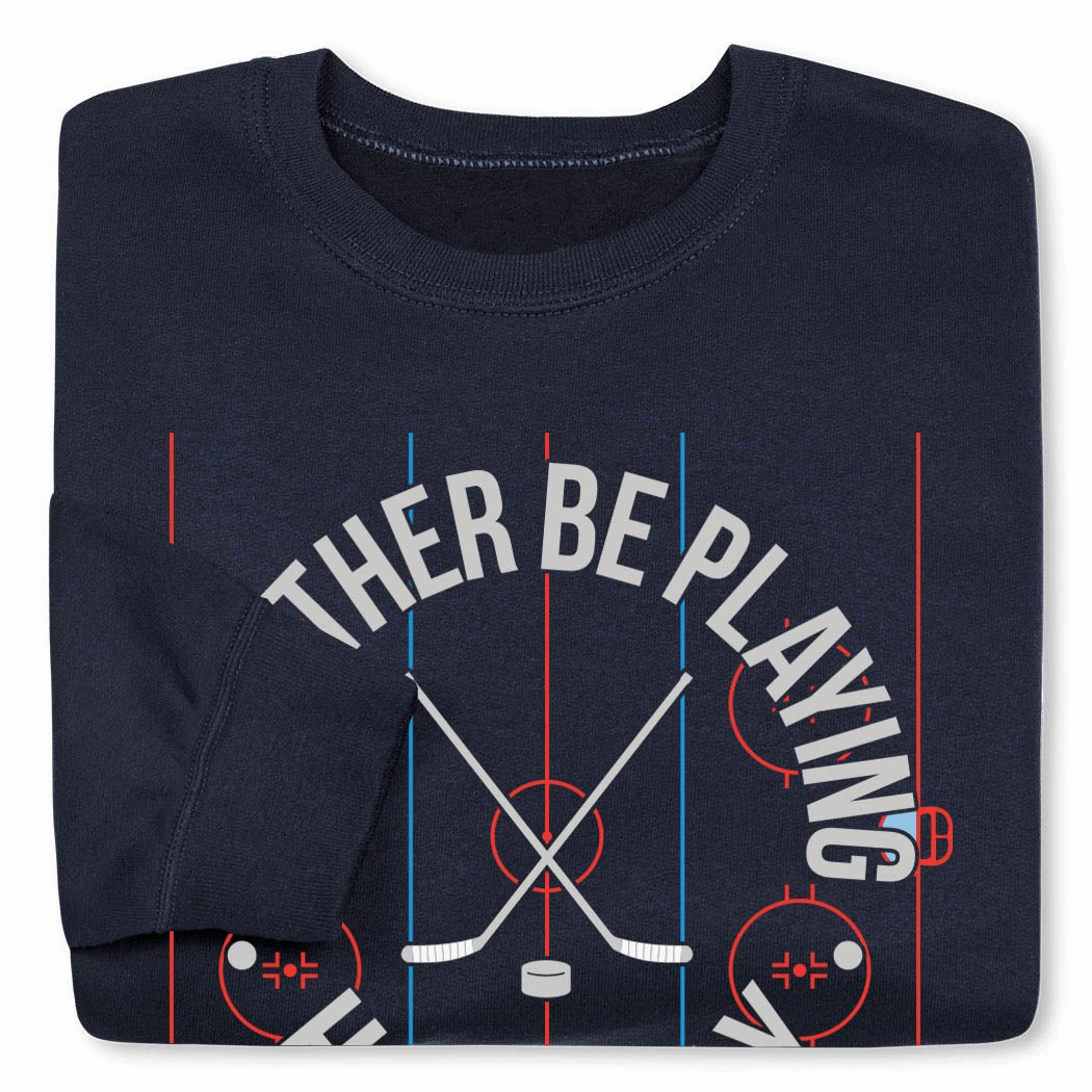 Cute Flower Sweatshirts Hockey Crewneck Sweatshirt - Rather Be Playing Hockey