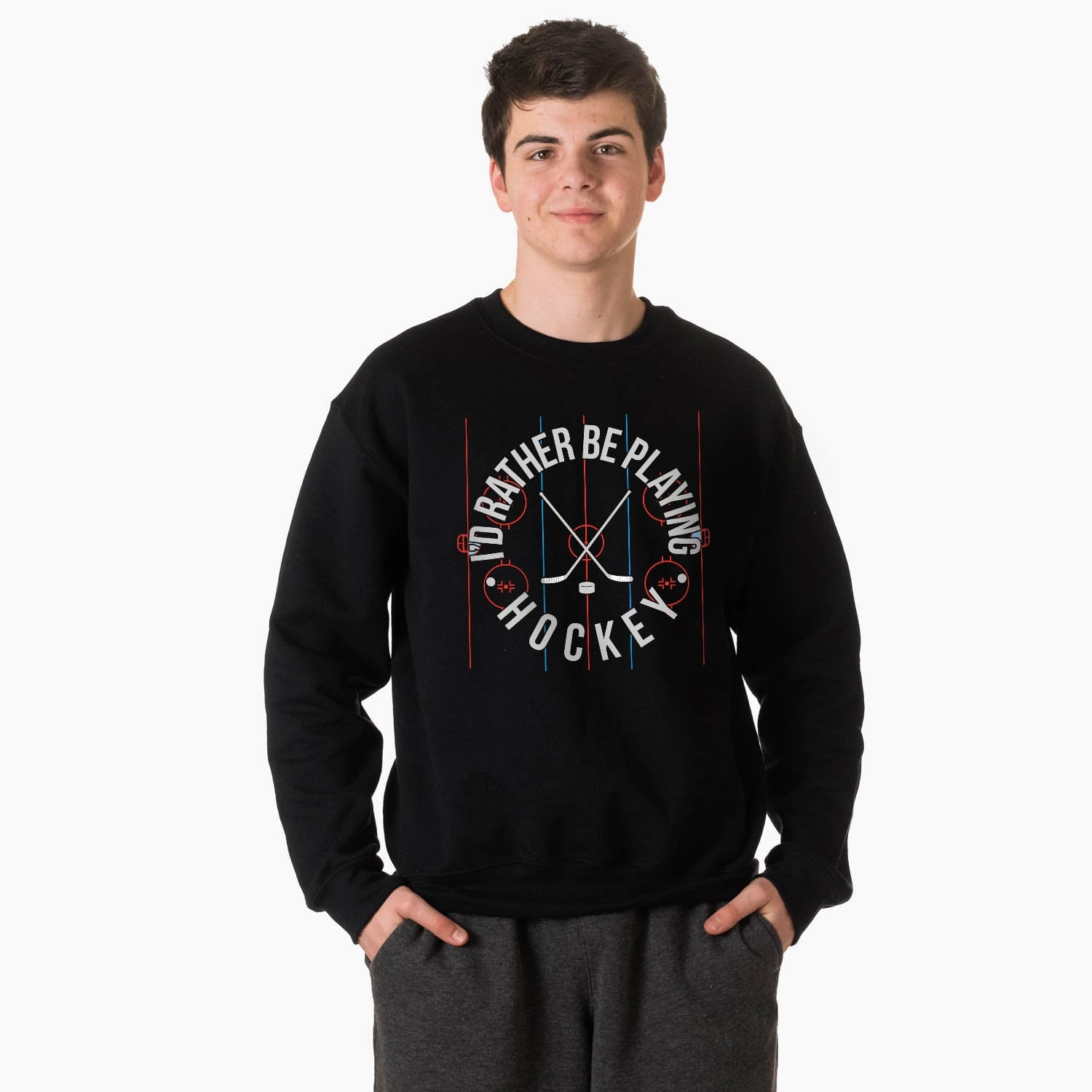 Hooey Sweatshirts Hockey Crewneck Sweatshirt - Rather Be Playing Hockey