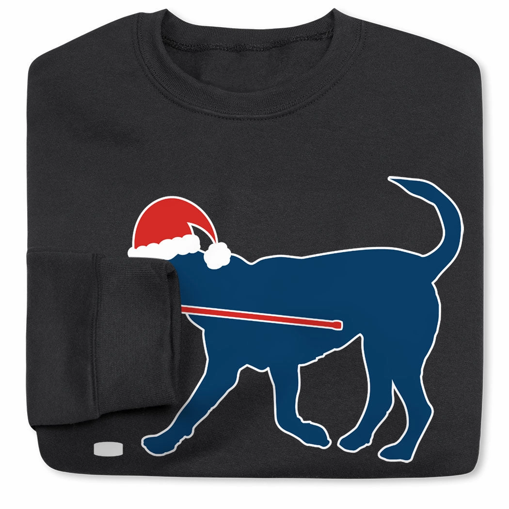 Hockey Crewneck Sweatshirt - Santa Hockey Dog Nautical Sweatshirts