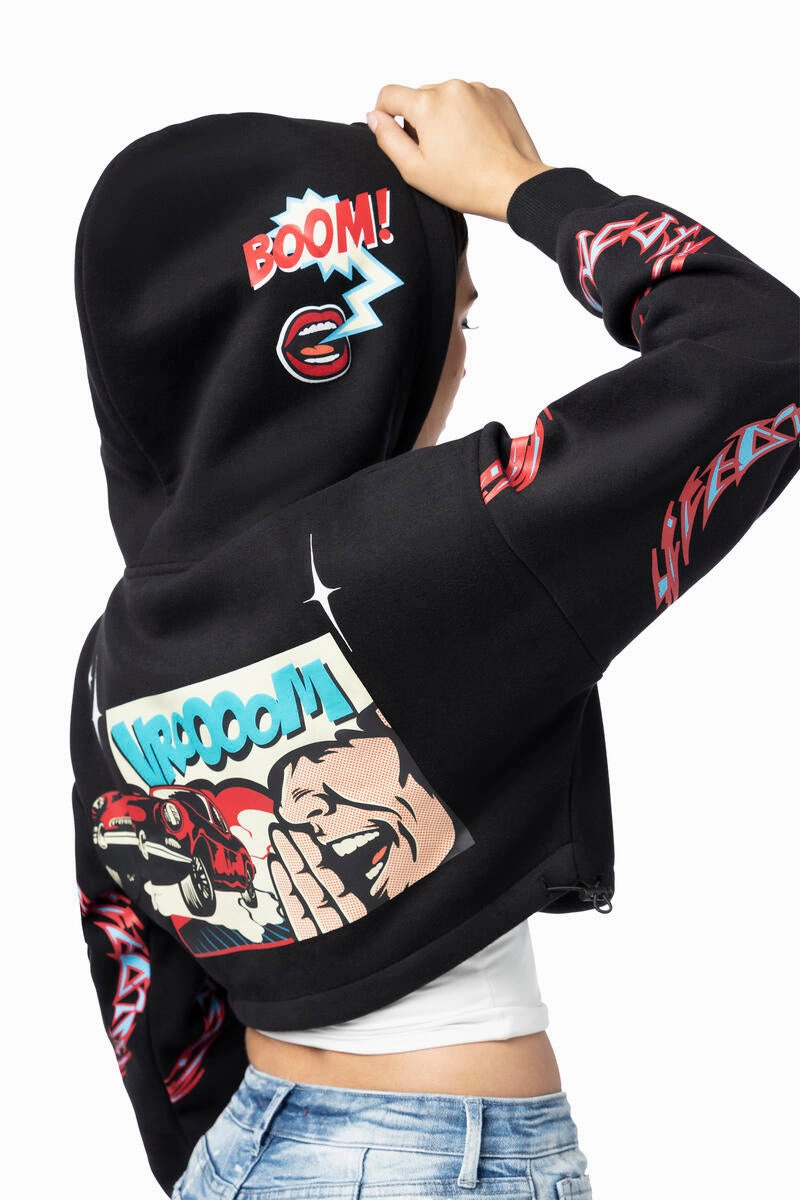 Custom Sweatshirts For Nonprofit Fundraisers Services Smoke Rise Women's Drop Shoulder Cropped Hooded Sweatshirt