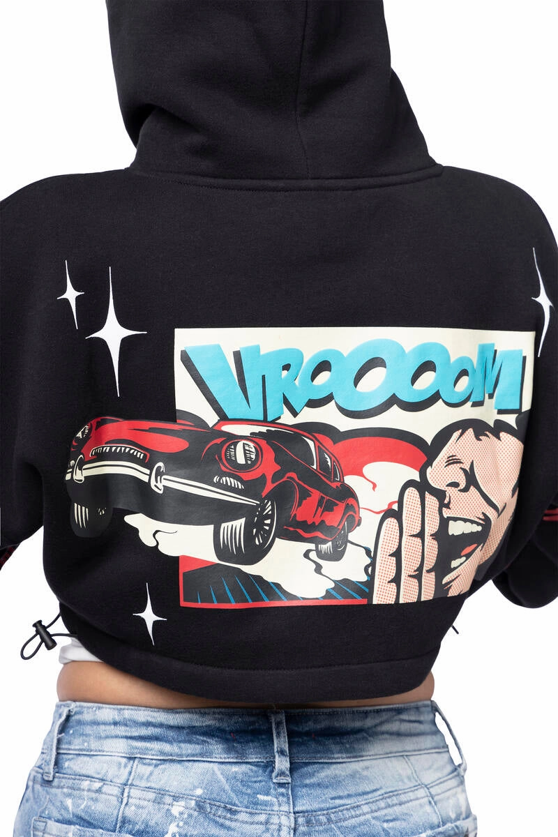 Smoke Rise Women's Drop Shoulder Cropped Hooded Sweatshirt Attitude Sweatshirts