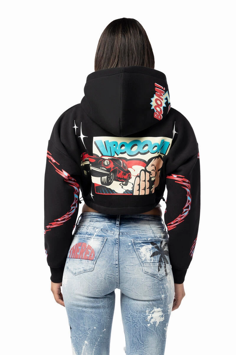 Smoke Rise Women's Drop Shoulder Cropped Hooded Sweatshirt Aspen Sweatshirts