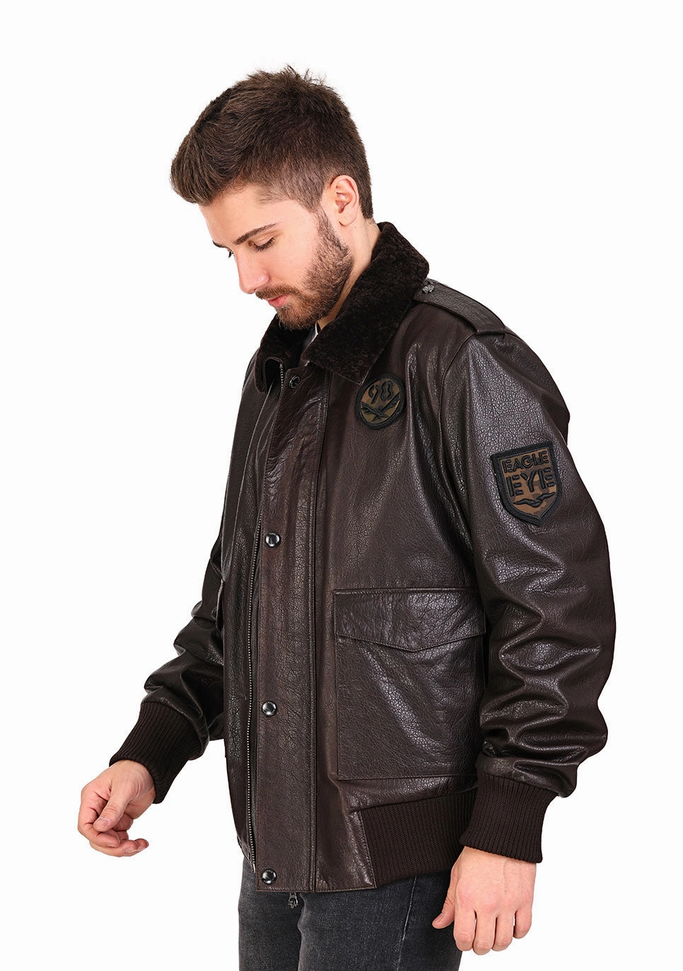 The Tivoli Brown Leather Men Jacket Football Letterman Jackets