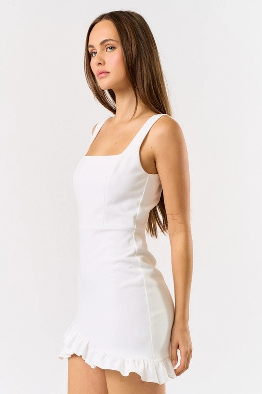 Snake Mini Dress Idalia Ruffle Square Neck Mini Dress