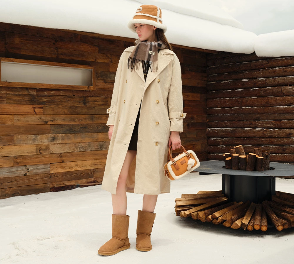 AUSTRALIAN SHEPHERD UGG Boots Sheepskin Wool Buckle Mid Calf Winza Royal Canadian Boots