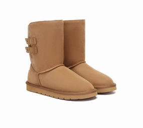 AUSTRALIAN SHEPHERD UGG Boots Sheepskin Wool Buckle Mid Calf Winza Unlined Work Boots