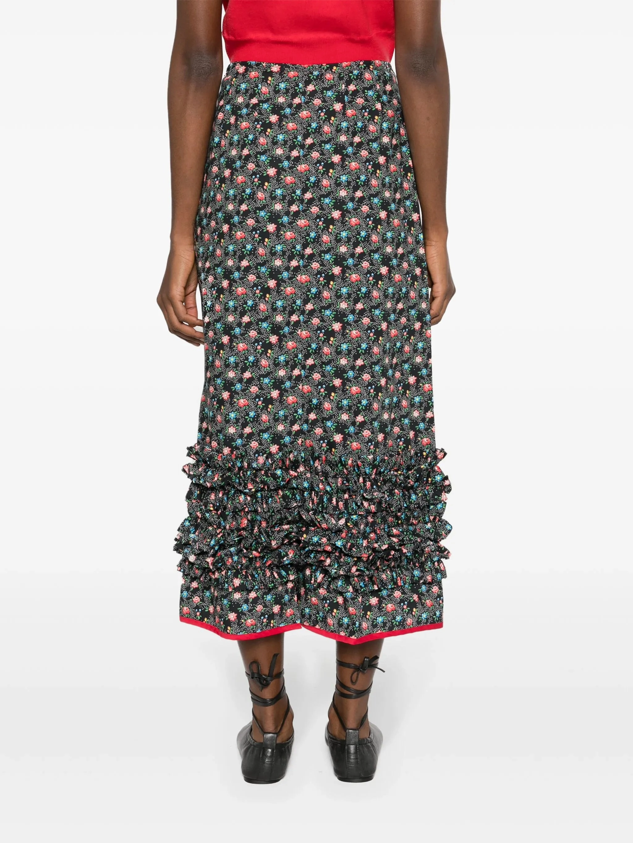 Delia floral-print ruffled skirt Italian Traditional Dress