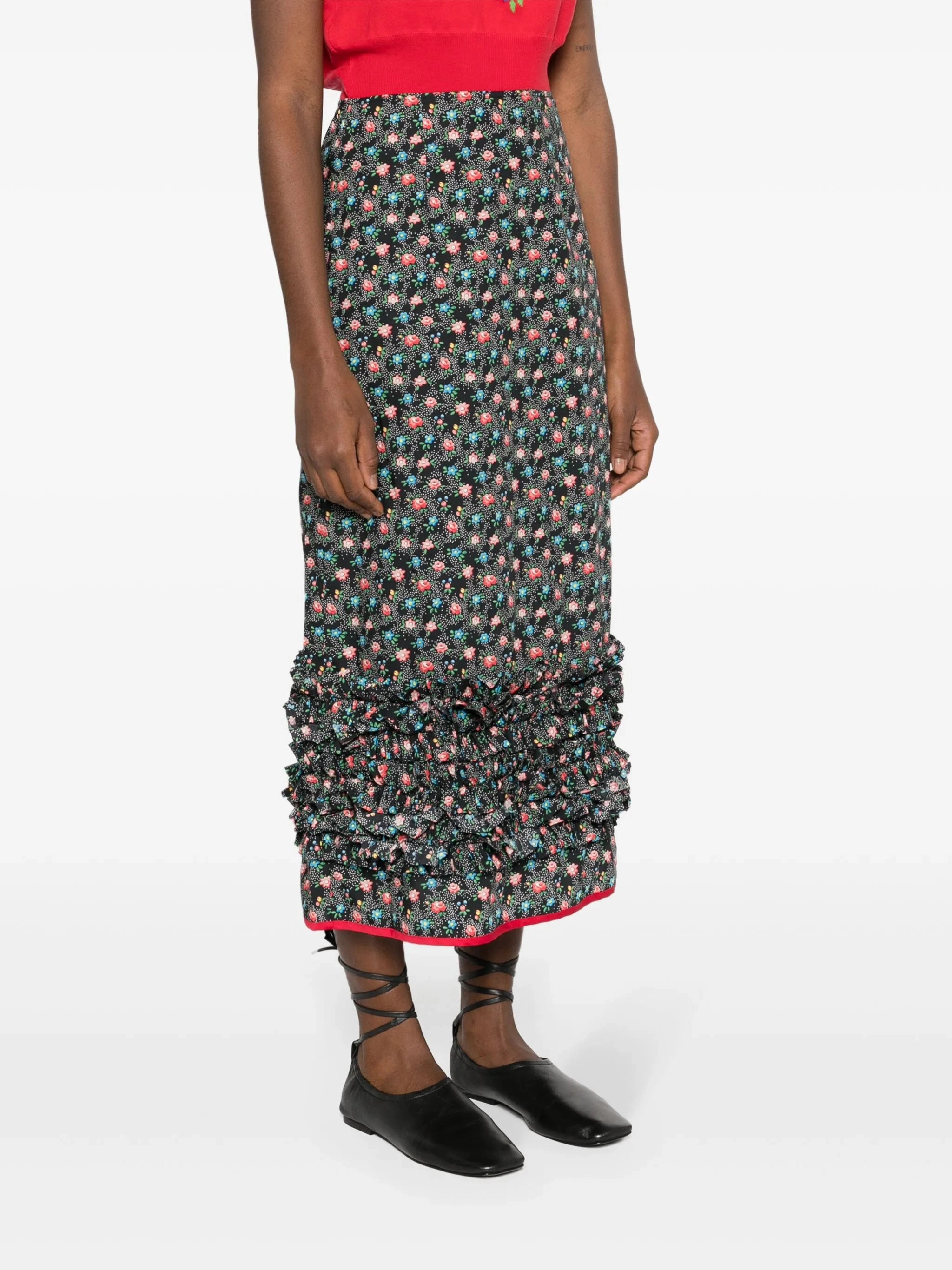 Delia floral-print ruffled skirt Attire Prom Dress