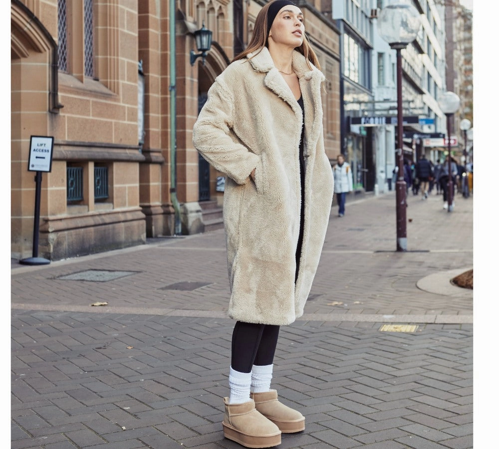Fashion Snow Boots AUSTRALIAN SHEPHERD UGG Boots Sheepskin Wool Ankle Ultra Platform Saylor