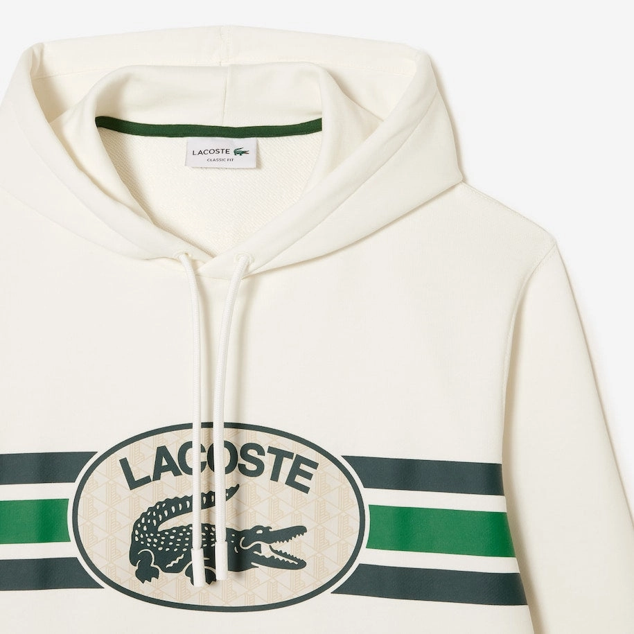 Lacoste Men's Loose Fit Front Graphic Long Sleeve Hoodie Gen X Sweatshirts