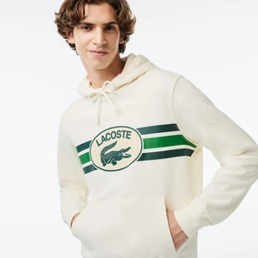 Cheer Competition Sweatshirts Lacoste Men's Loose Fit Front Graphic Long Sleeve Hoodie