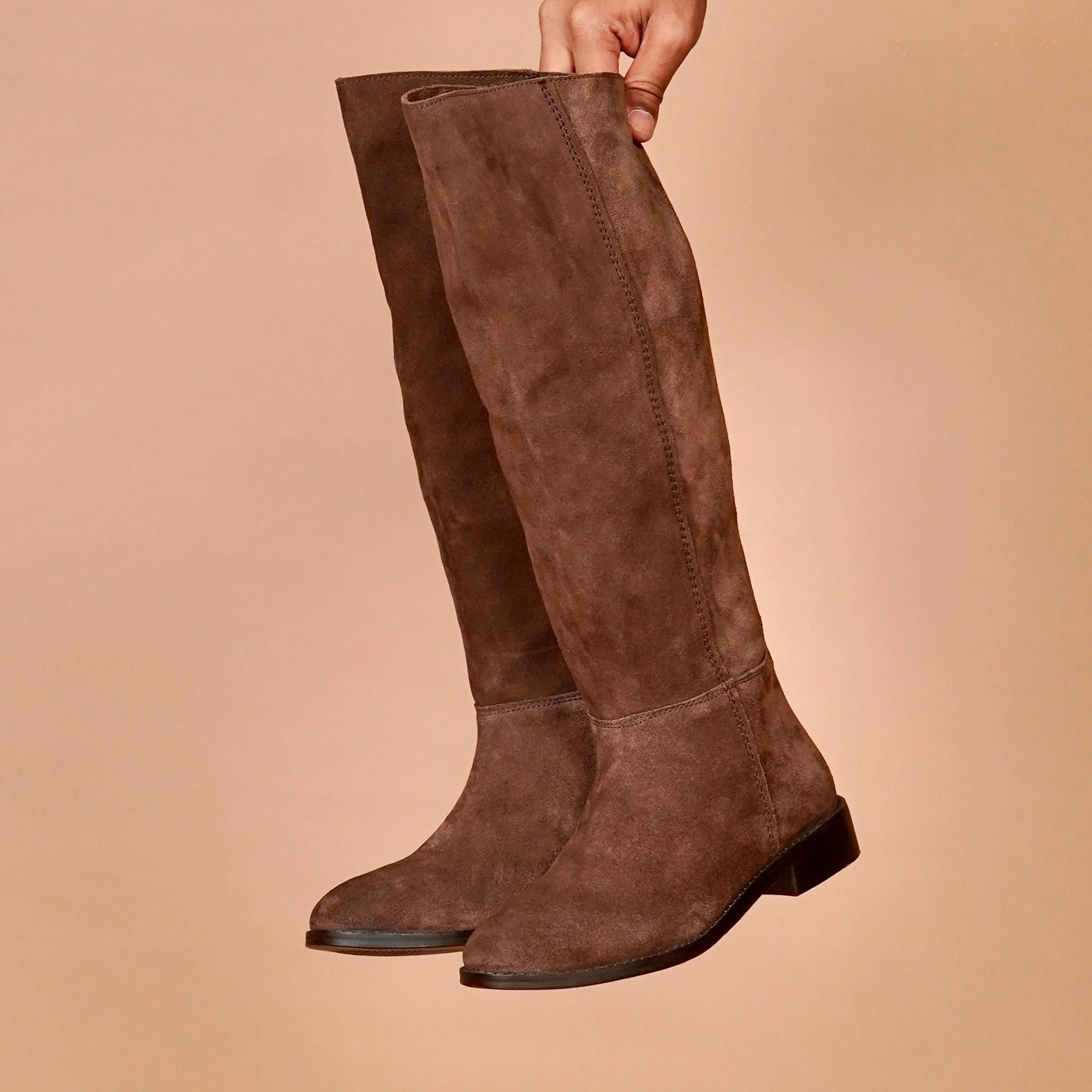 Stivali Donno Lungo Bruno  Women's Brown Knee-High Suede Boots | dmodot Cheap Steel Toe Boots