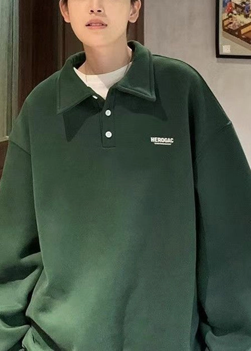 New Men Sweatshirts Print TC024 Cotton Spring Button Green Wildwood Sweatshirts