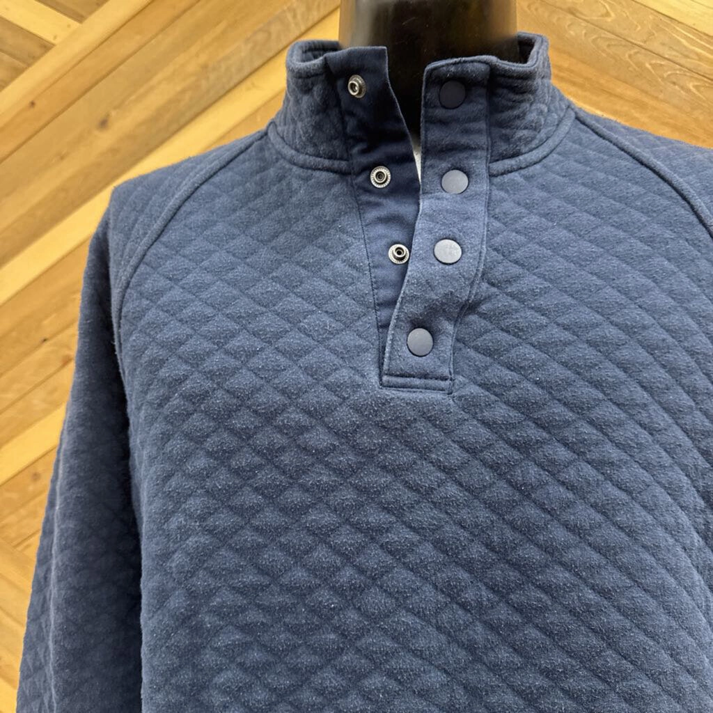 Eddie Bauer- Men's 1/4 snap Quilted Sweater - MSRP $89: Navy -men-MD Thumb Hole Sweatshirts