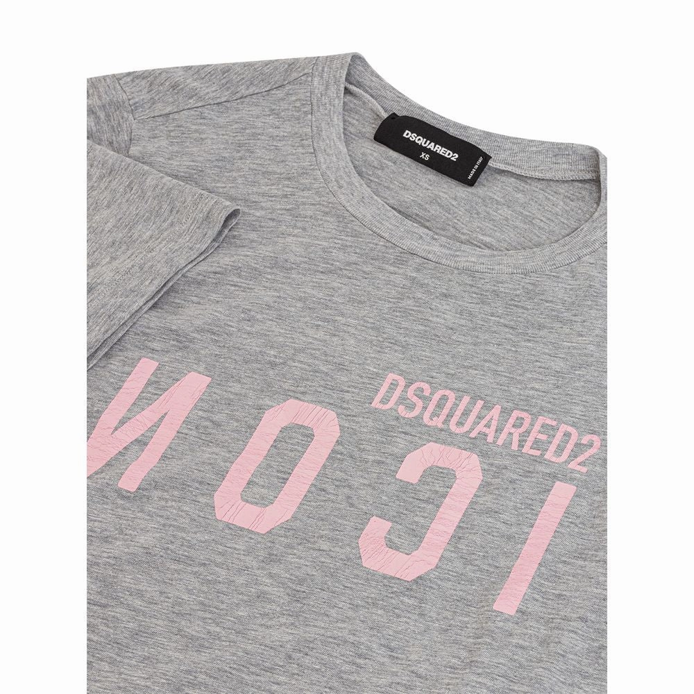 Dsquared Elegant Gray Cotton Top for Women Railroad T Shirts