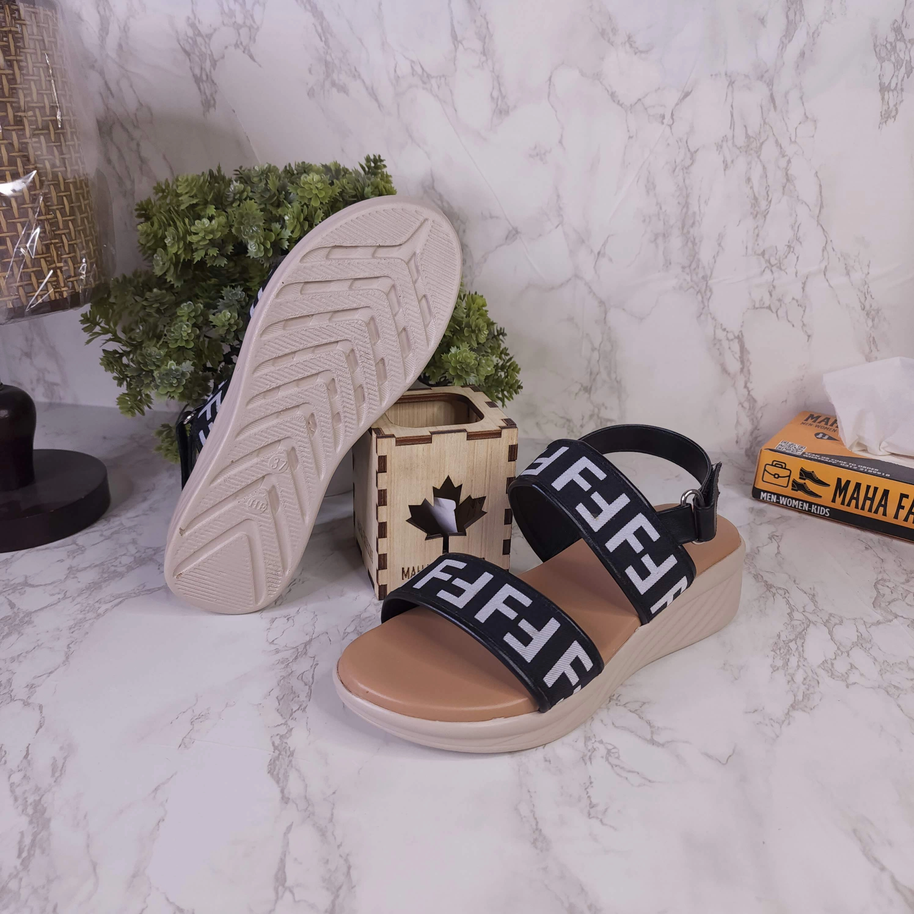 Black Sandals in Wedge Beek Sandals Sale