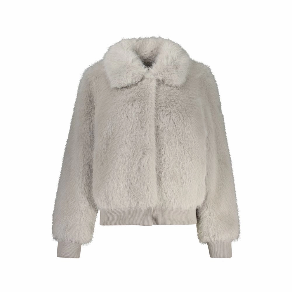 Guess Jeans Gray Polyester Jackets & Coat Plus Size Blazers And Jackets