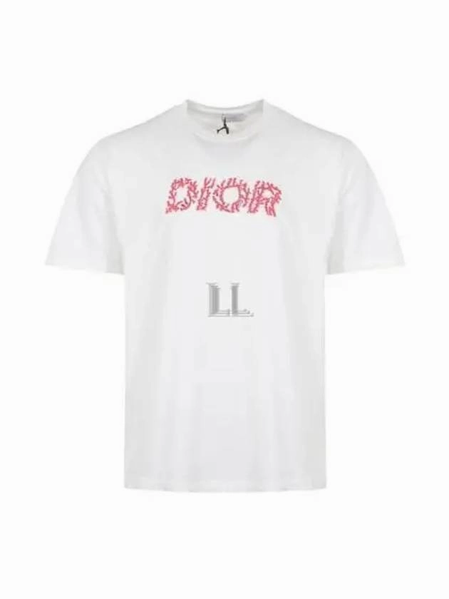 Bjj T Shirts Italic Coral Relaxed-Fit Short Sleeve T-Shirt White Dior