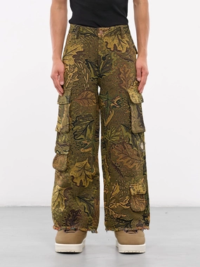 Cargo Pants Twill Jacquard Camouflage Knit Trousers (CAMOUFLAGE-JACQUARD-PANTS-GREE)