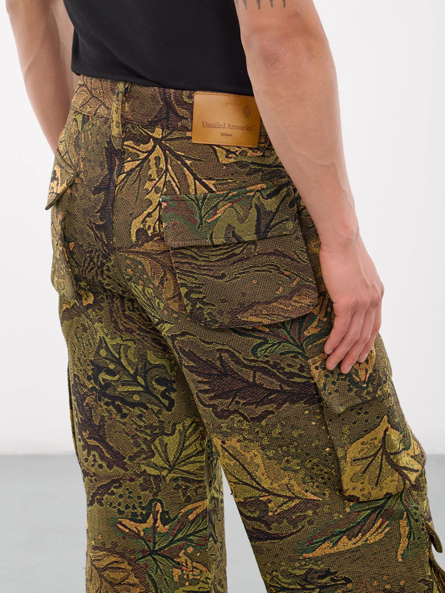 Cargo Pants 34x32 Jacquard Camouflage Knit Trousers (CAMOUFLAGE-JACQUARD-PANTS-GREE)