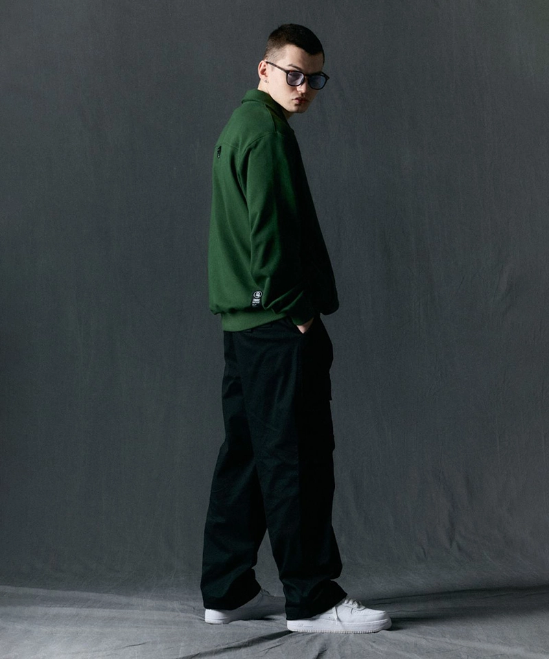 Best Cold Weather Sweatshirts Jamie West Collar Patch Half Zip-up Sweatshirts - Green