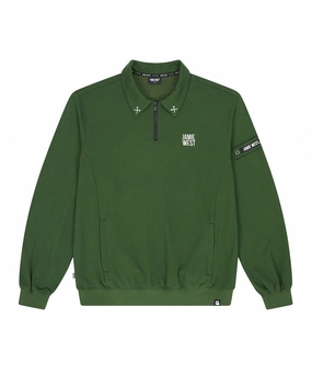 Bleaching Sweatshirts Jamie West Collar Patch Half Zip-up Sweatshirts - Green