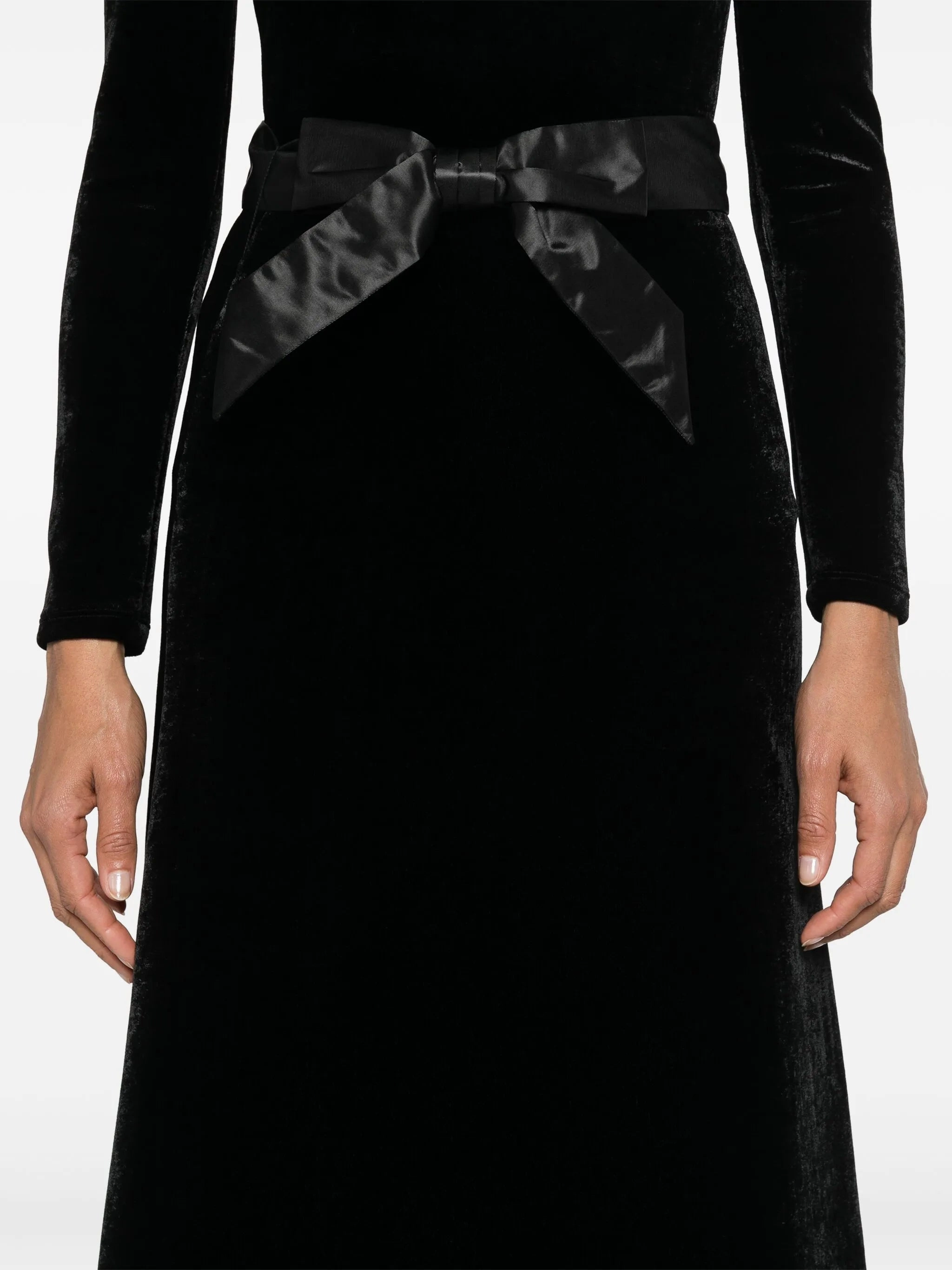 bow-detail velvet skirt Length Dress