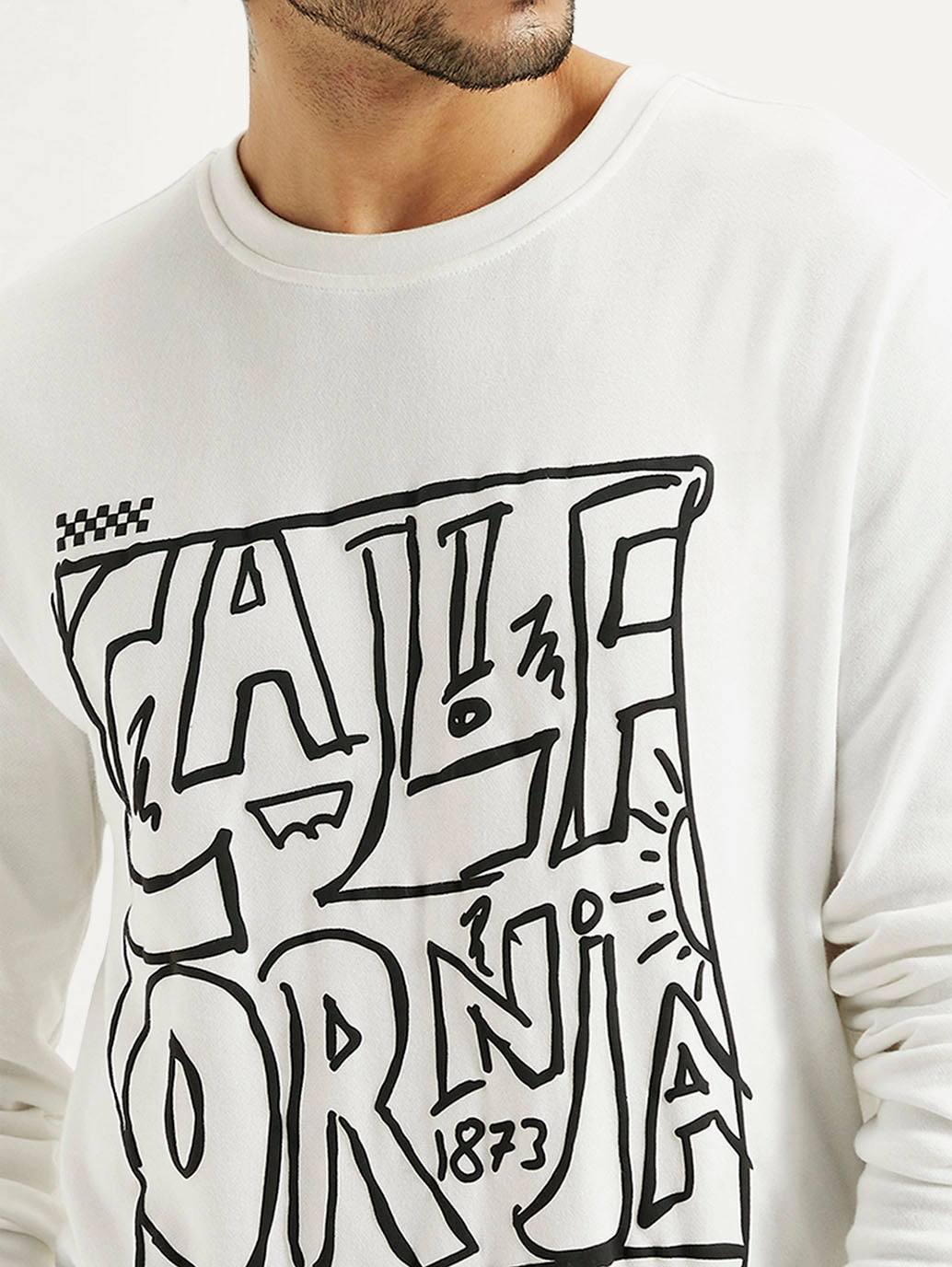 Men's Printed Round Neck Sweatshirt Extra Thick Sweatshirts
