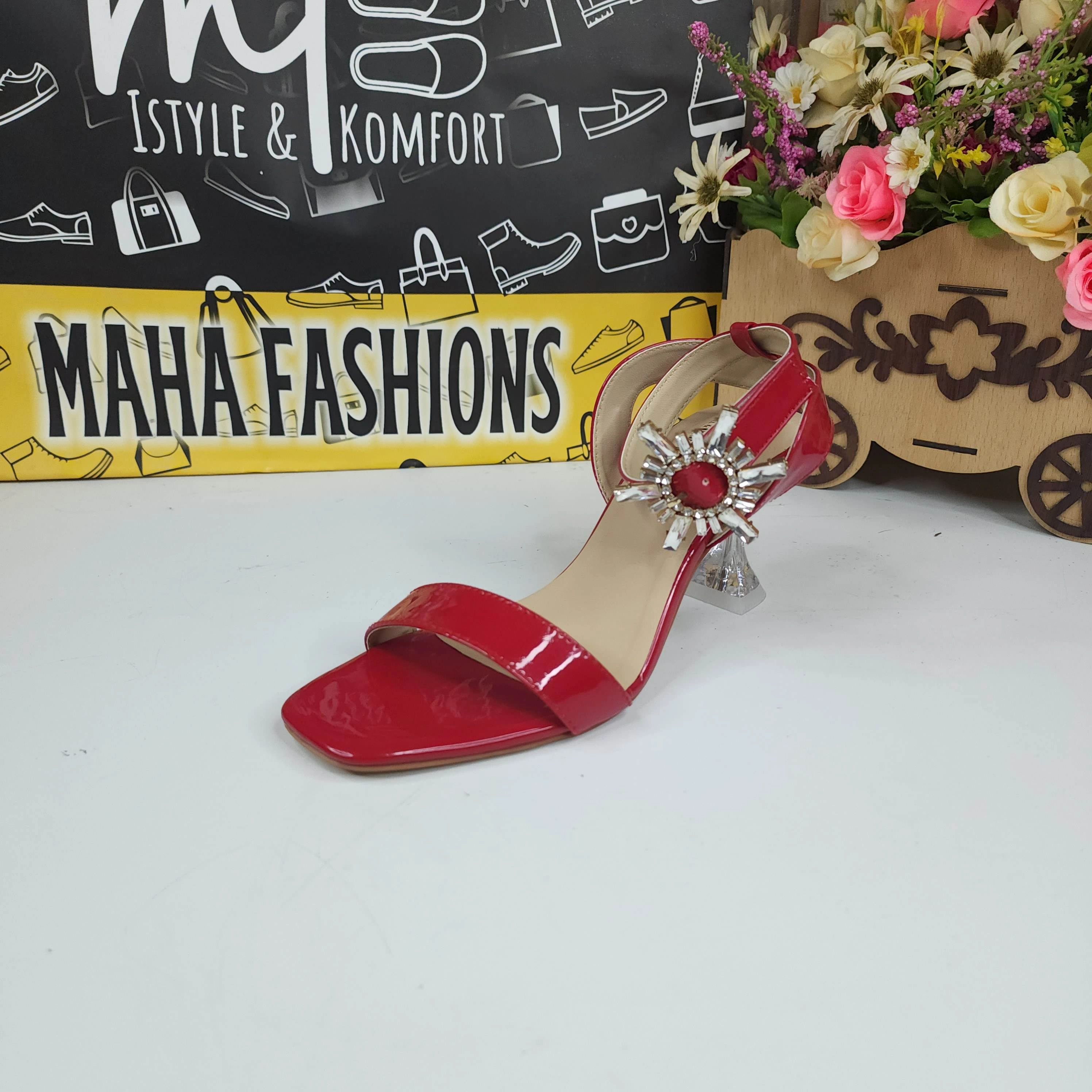 Platform Sandals Woven Red Sandals in Heels With Buckle