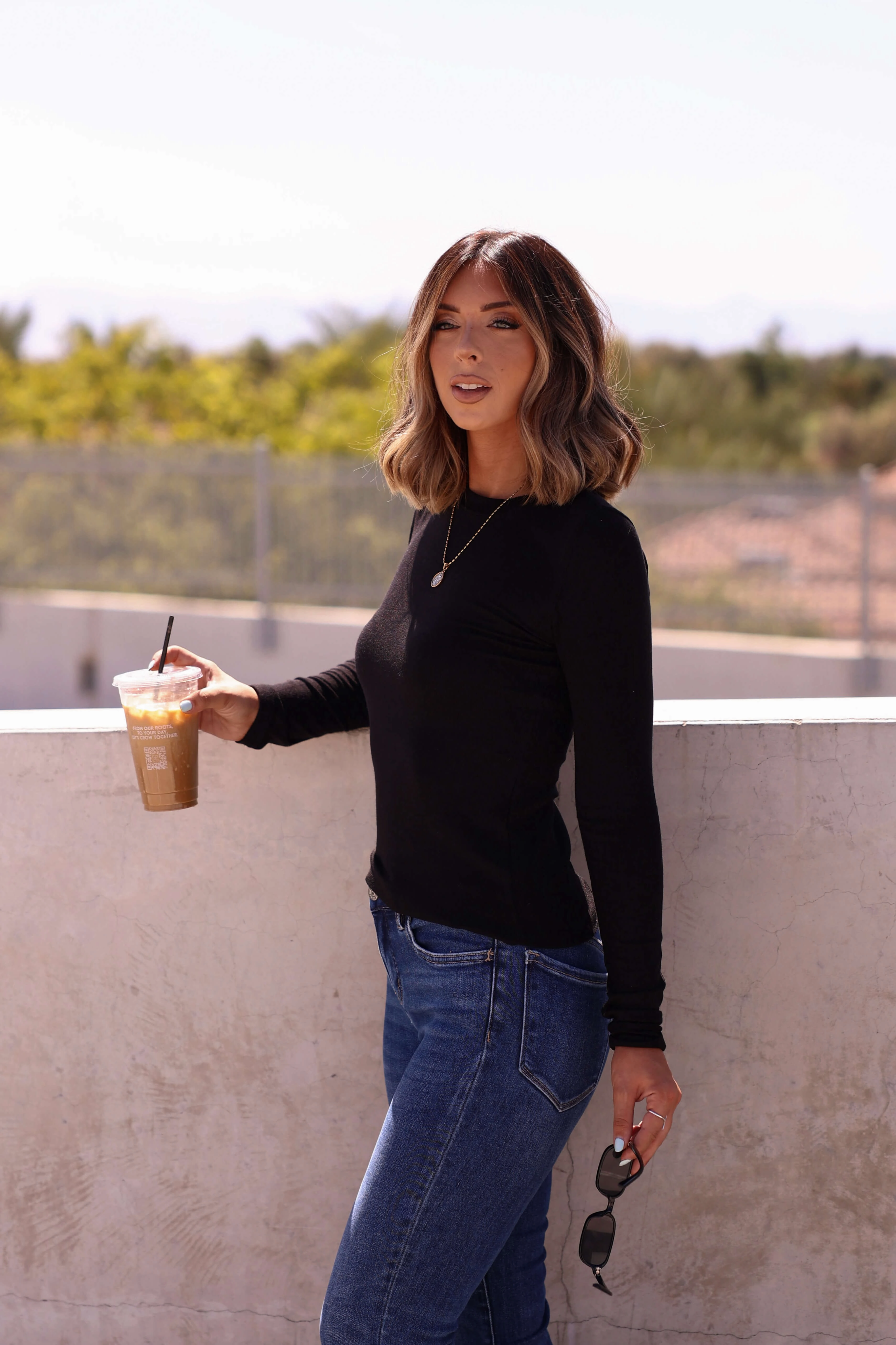 Discount Leather Motorcycle Jackets Juniper Black Ribbed Crewneck Top