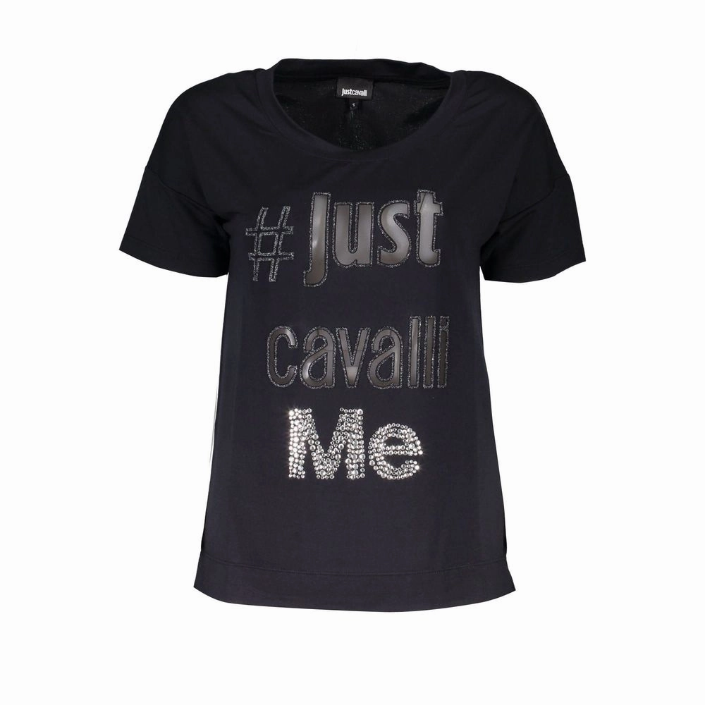 Just Cavalli Black Polyester Women Top Teamsters Union T Shirts