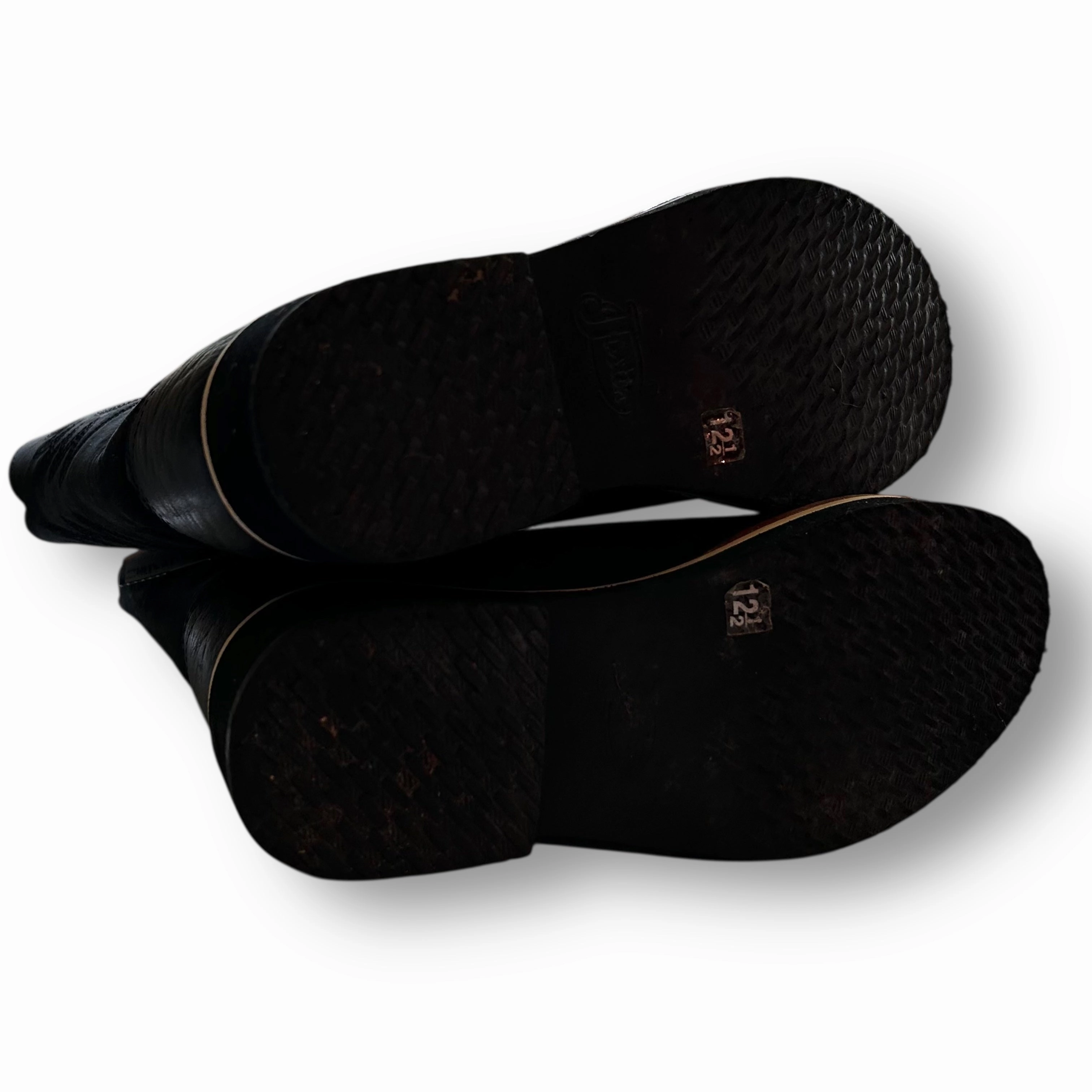 Justin Western Boots Black Leather Size 12.5 Kids Cowboy Boots Mexican Long Boots