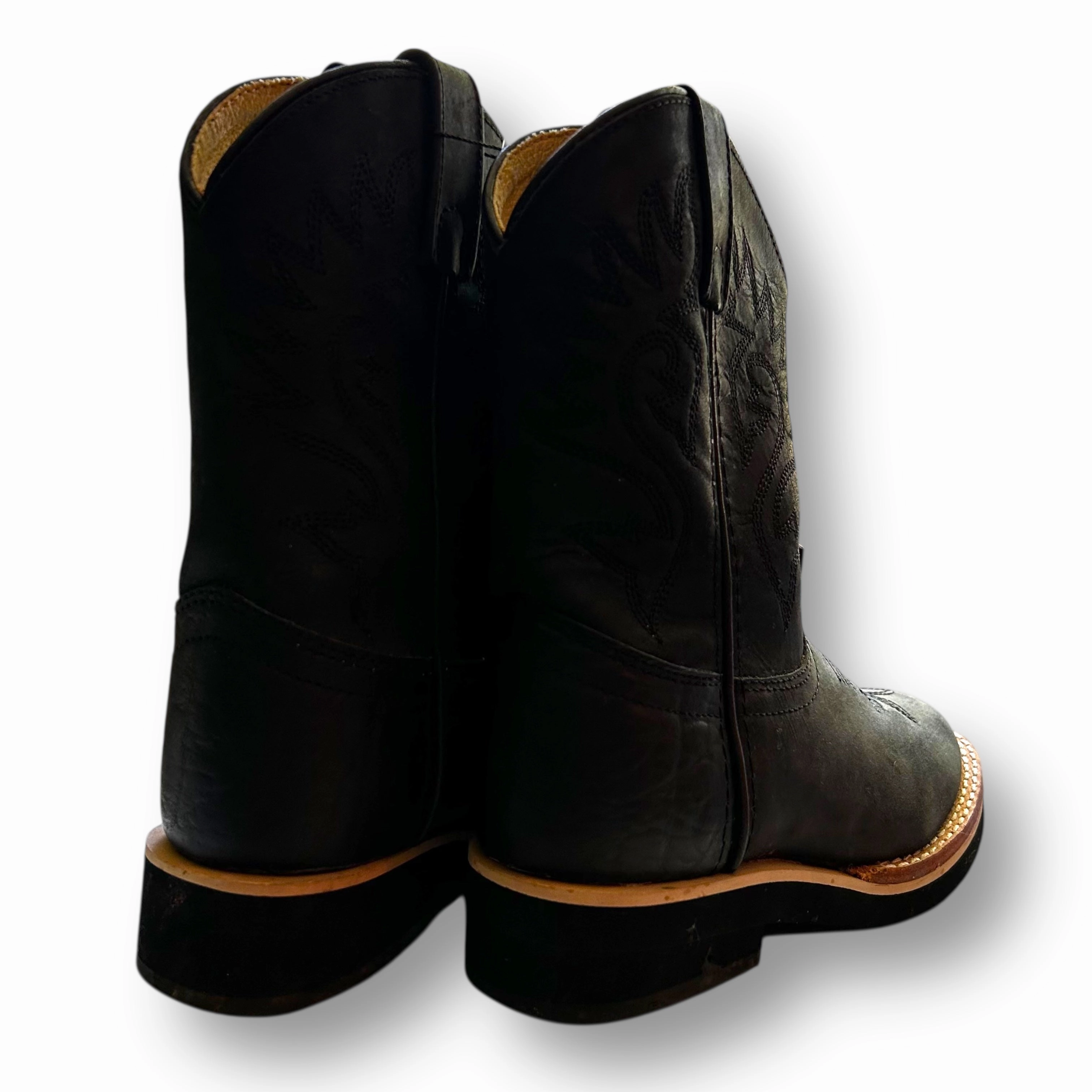 Equestrian Tall Riding Boots Justin Western Boots Black Leather Size 12.5 Kids Cowboy Boots