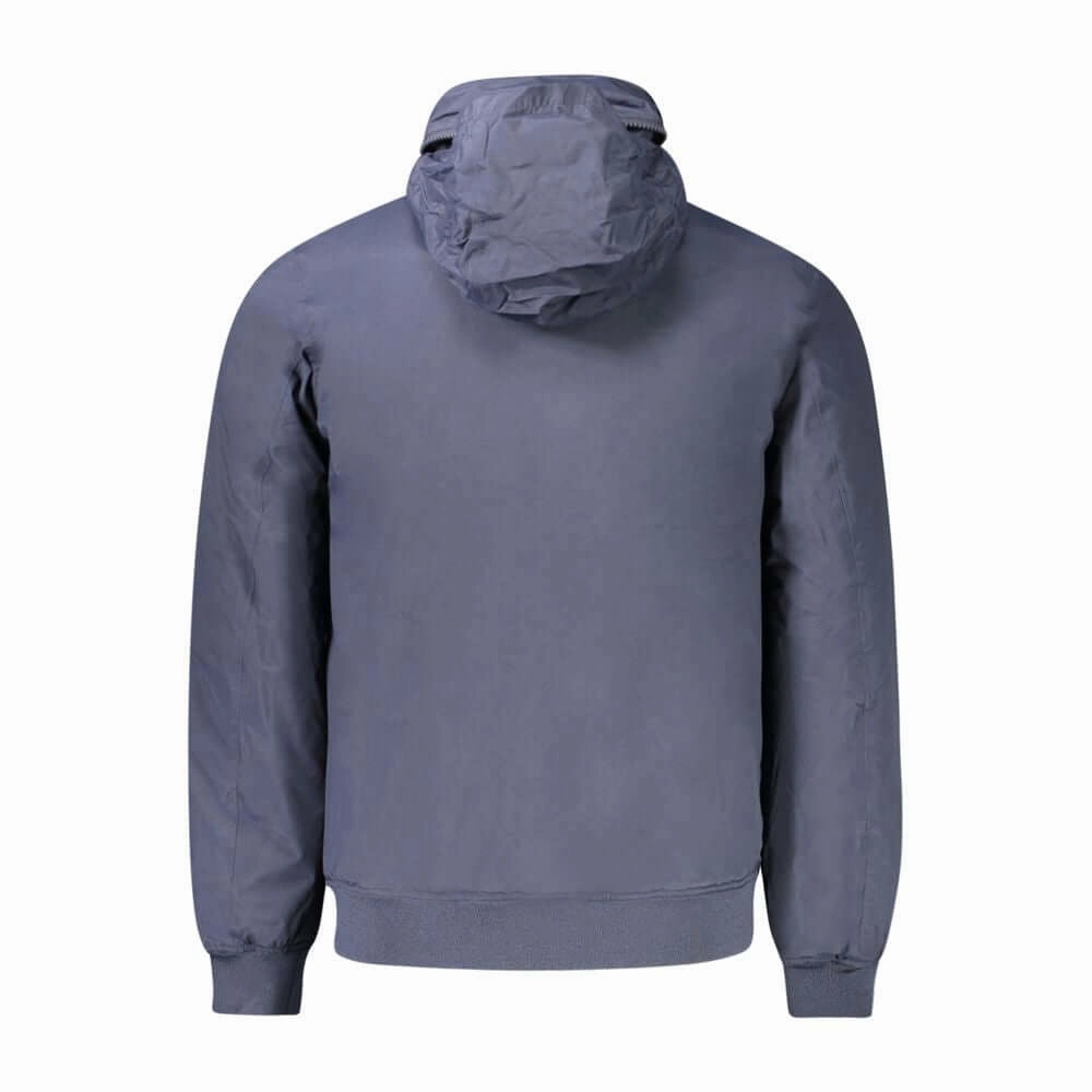 Winter Coats With Hooded Fur K-WAY Blue Polyamide Men Jacket