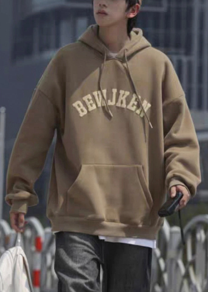 Khaki Letter Pockets Cotton Men Sweatshirts Hooded Spring YQ032 Publix Sweatshirts