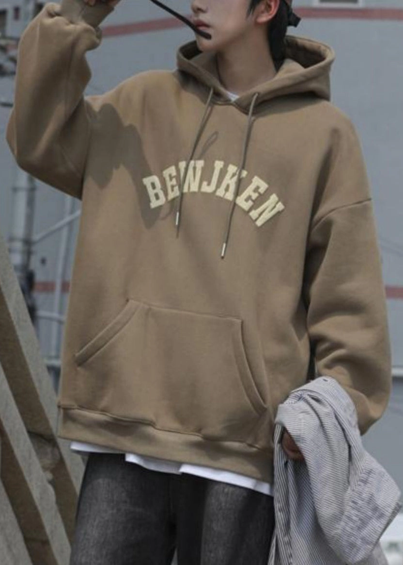 Khaki Letter Pockets Cotton Men Sweatshirts Hooded Spring YQ032 Golden State Sweatshirts