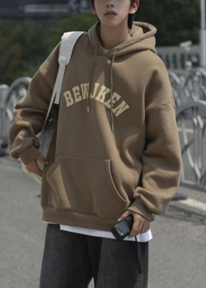 Cool Golf Sweatshirts Khaki Letter Pockets Cotton Men Sweatshirts Hooded Spring YQ032