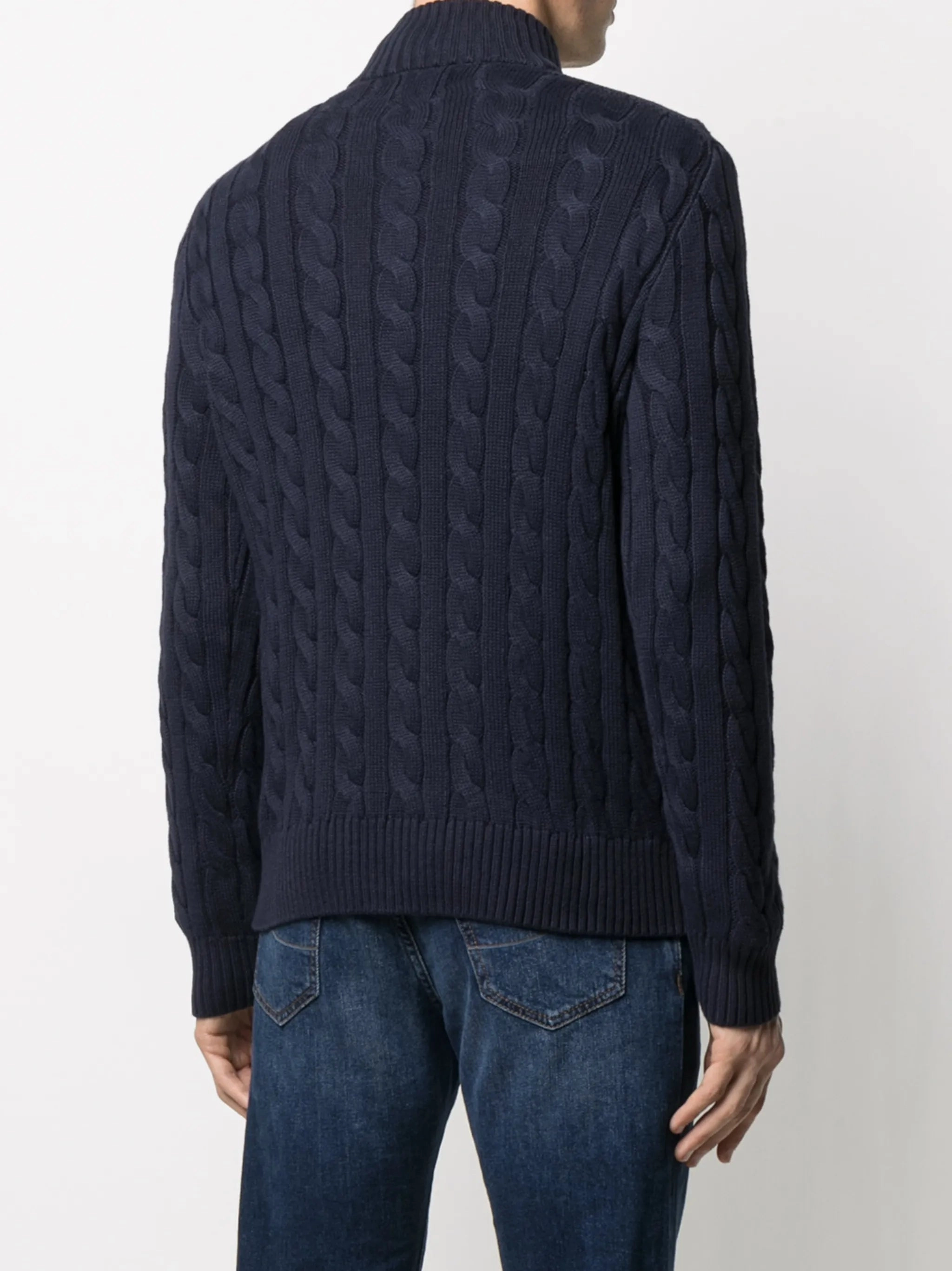 Jamiesons Knitwear Shetland cable knit half-zip jumper