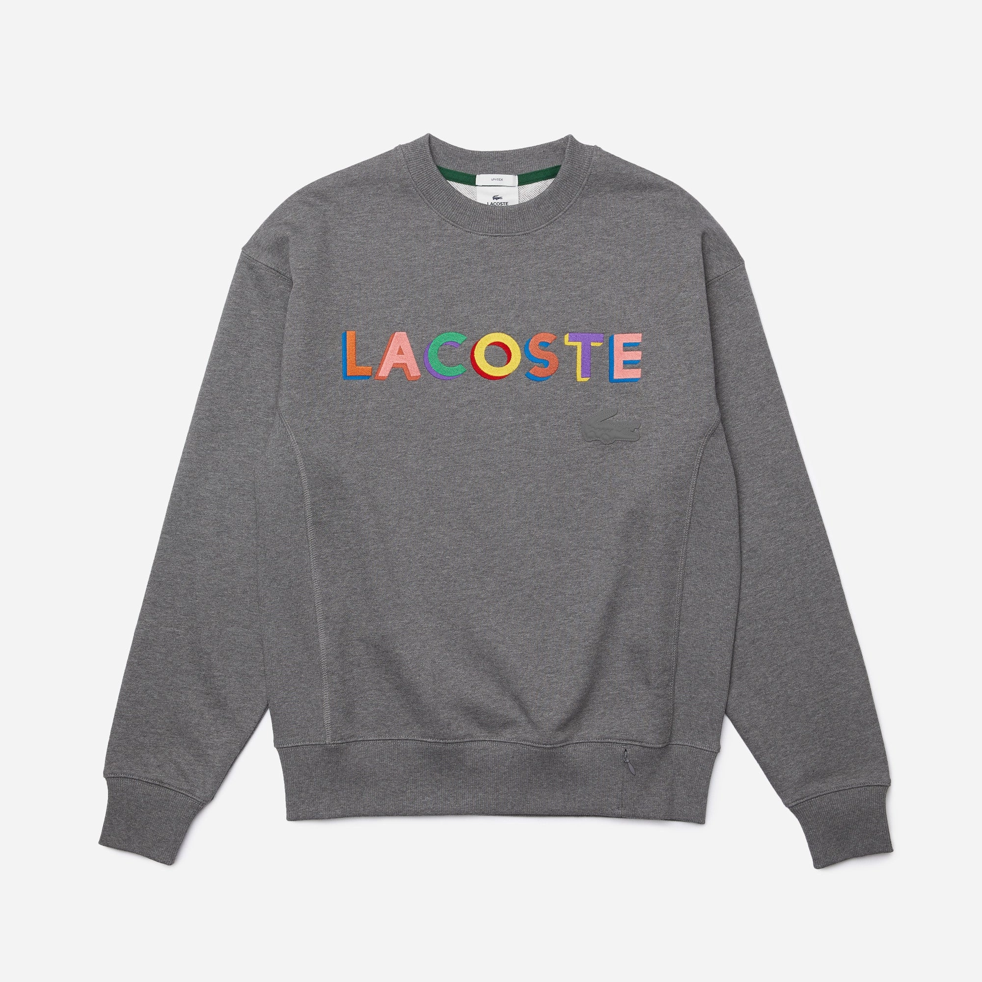 Screen Printed Sweatshirts Lacoste Men's LIVE Loose Fit Embroidered Fleece Sweatshirt