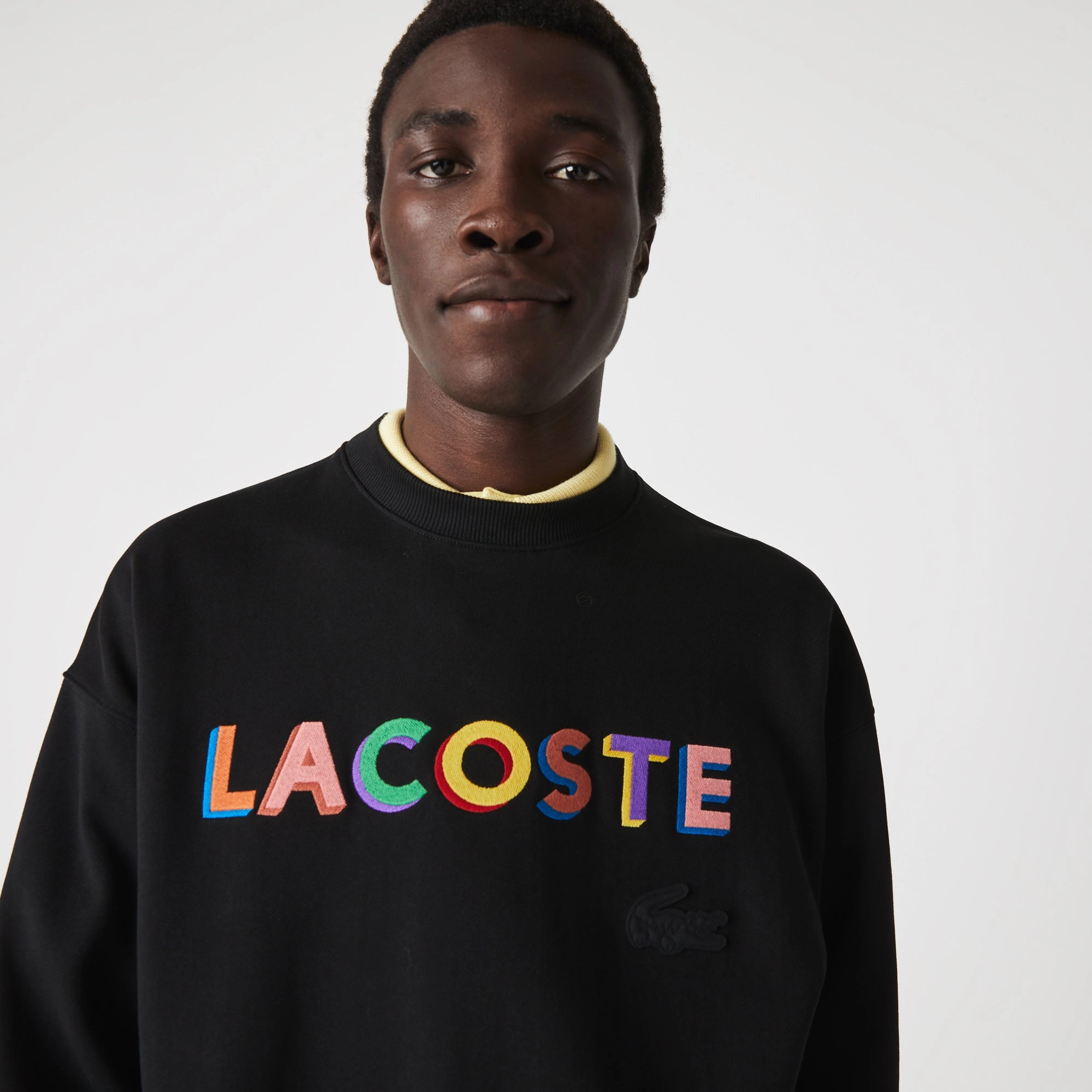 Billige Sweatshirts Lacoste Men's LIVE Loose Fit Embroidered Fleece Sweatshirt