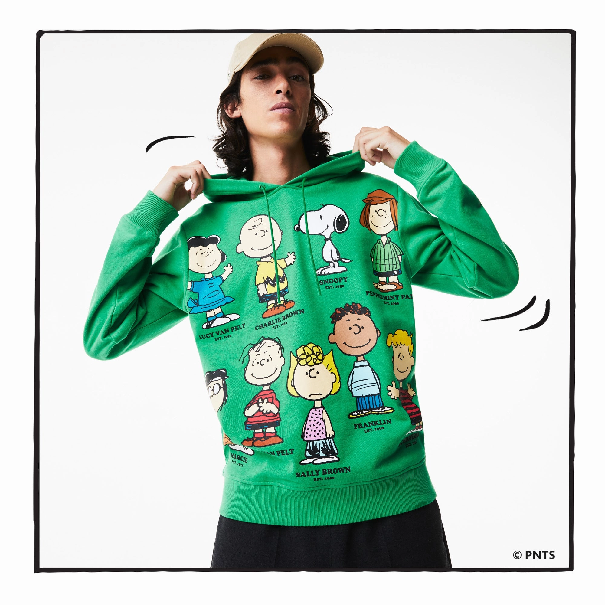 Sweatshirts With Grandkids Names Lacoste x Peanuts Men's Hooded Organic Cotton Sweatshirt