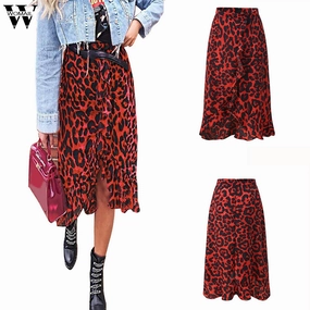 Womail Skirt Women Summer Leopard Print Vintage Long Women's Casual High Waist Pleated Skirt Fashion NEW 2020 M27 High Waisted Floral Skirt