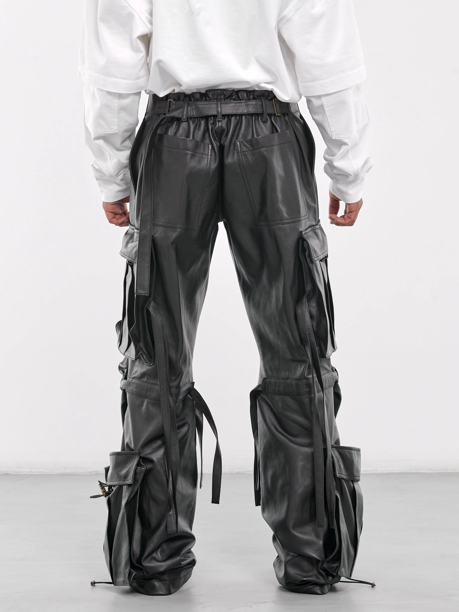 Leather Cargo Pants (MTR17-LTP01-BLACK) Cargo Pants With Boots Outfit