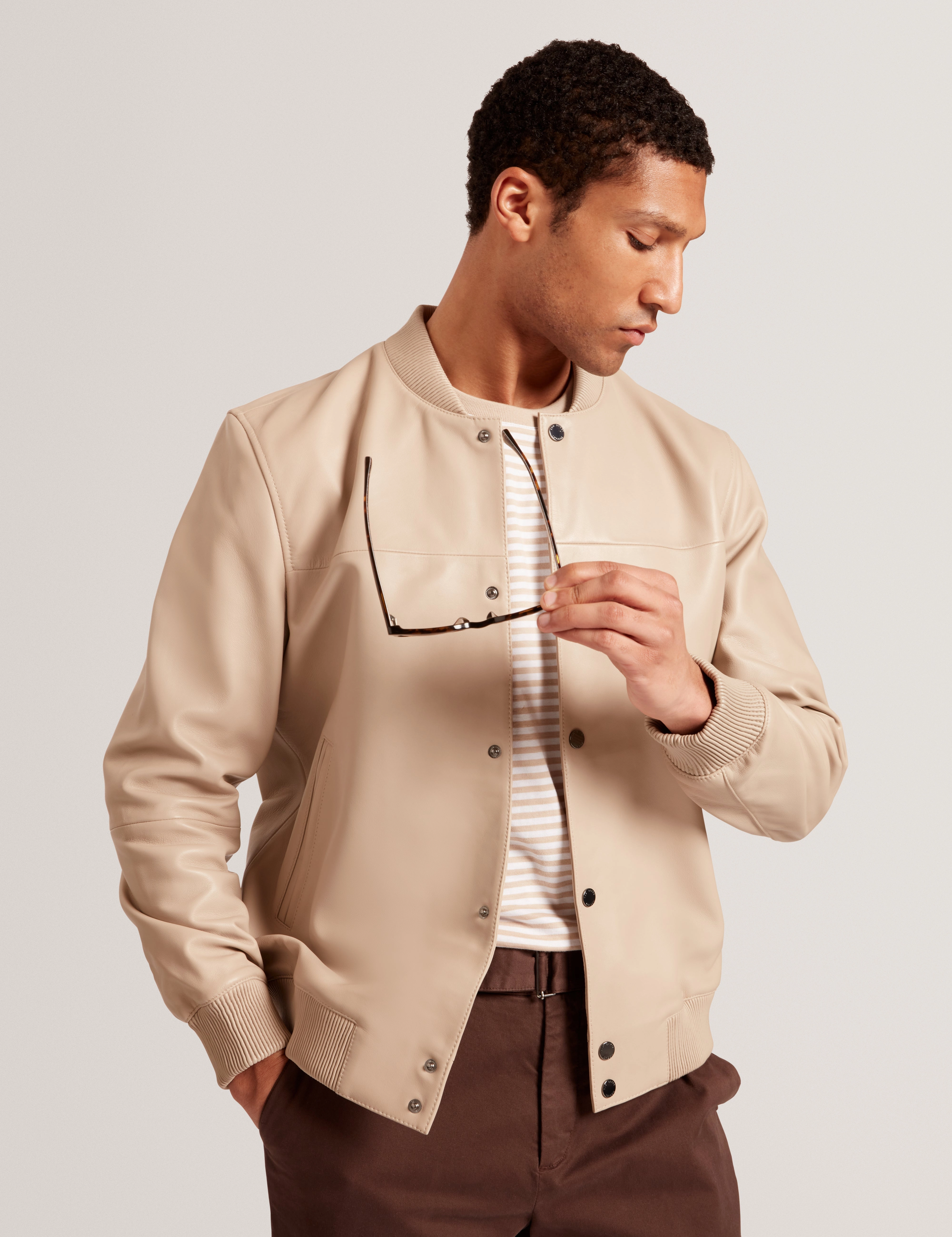 Leeams Leather Varsity Jacket Taupe Best Winter Jackets For Extreme Cold