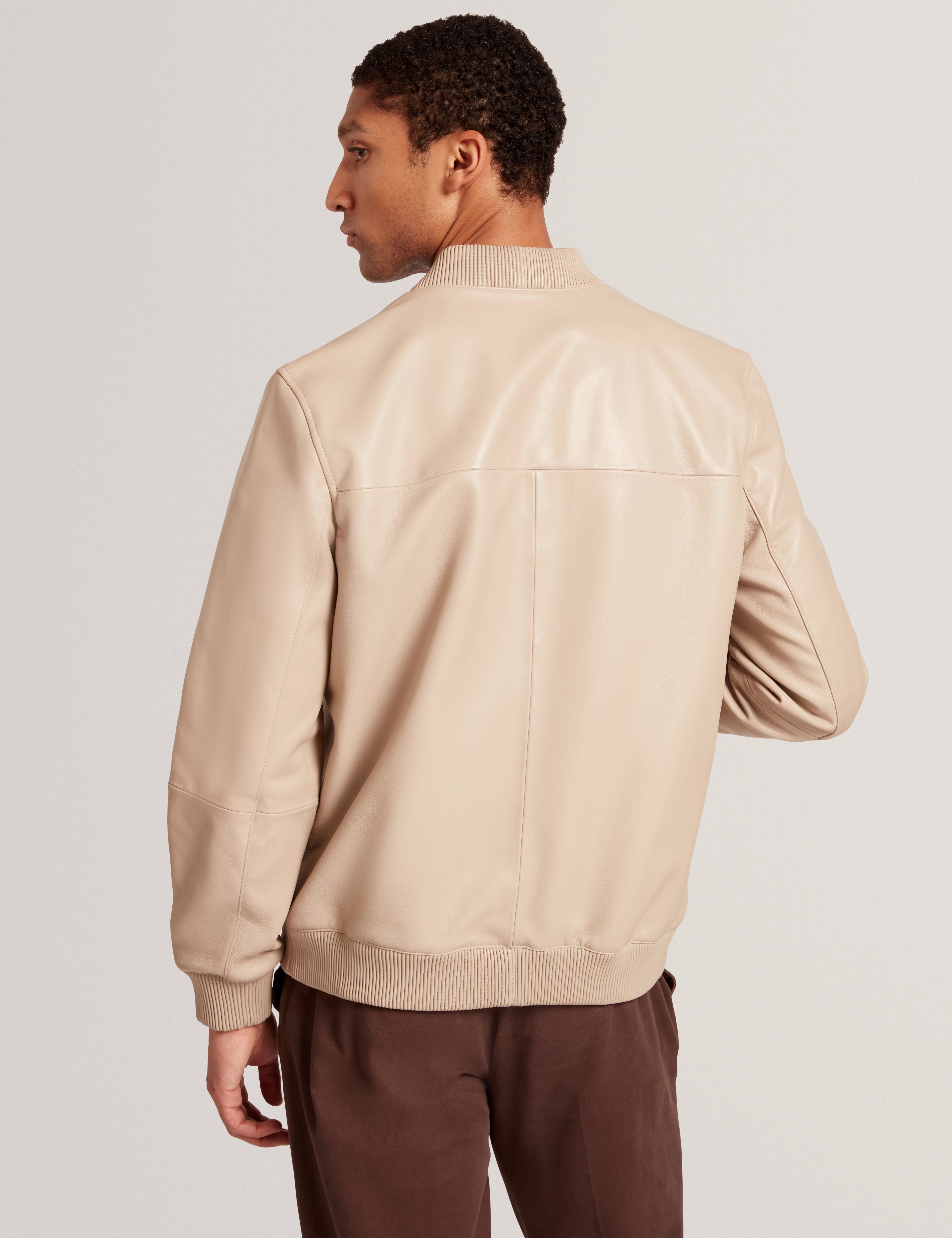 Leeams Leather Varsity Jacket Taupe Nat Yellow Jackets