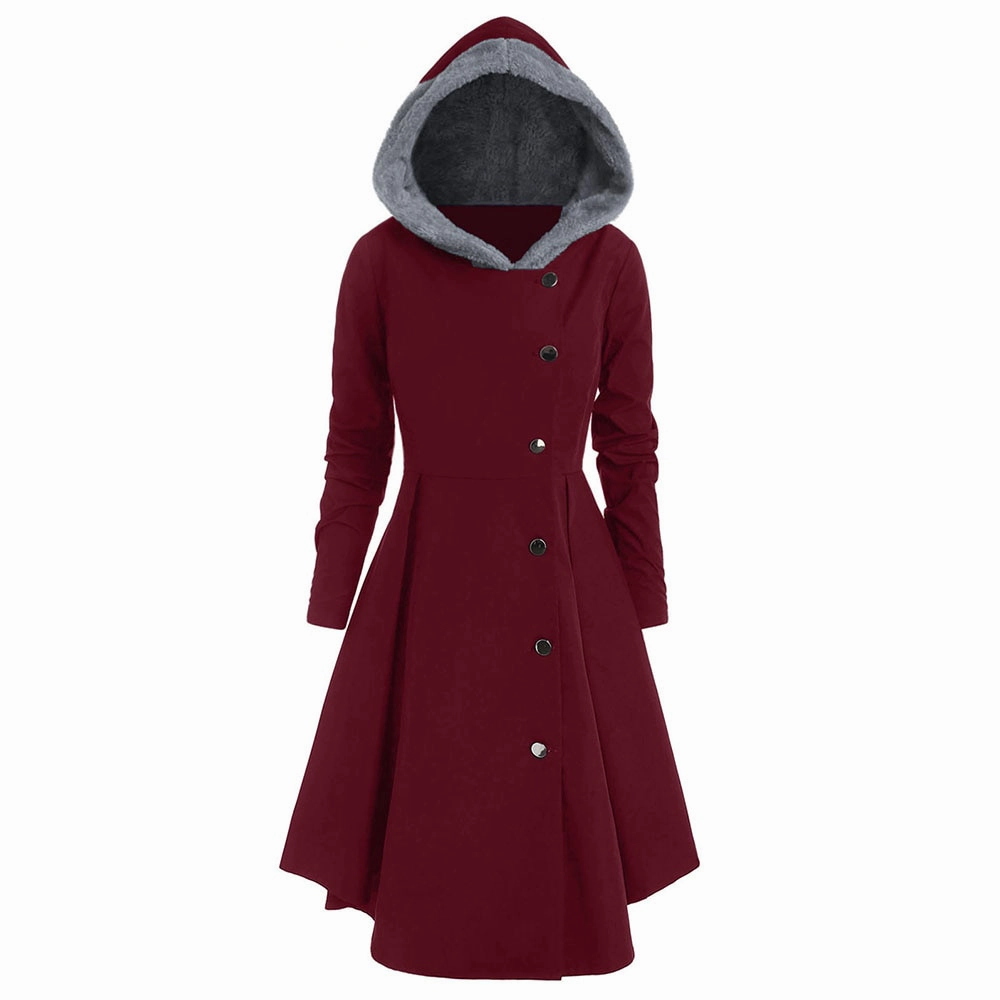 Dkny Womens Winter Coats ROSEGAL Plus Size Asymmetric Contrast Hooded Skirted Coat