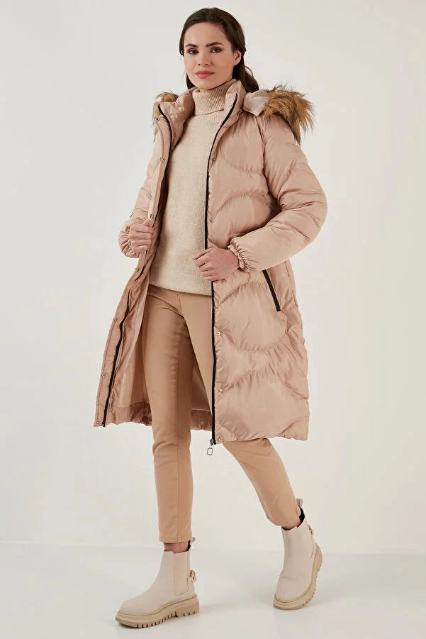 Leather Car Coats Lela Women's Collar Faux Fur Small Size Coat